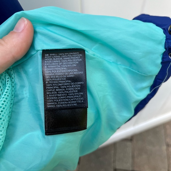 Water Resistant The North Face Rain Jacket, Blue and Turquoise - Picture 5 of 5